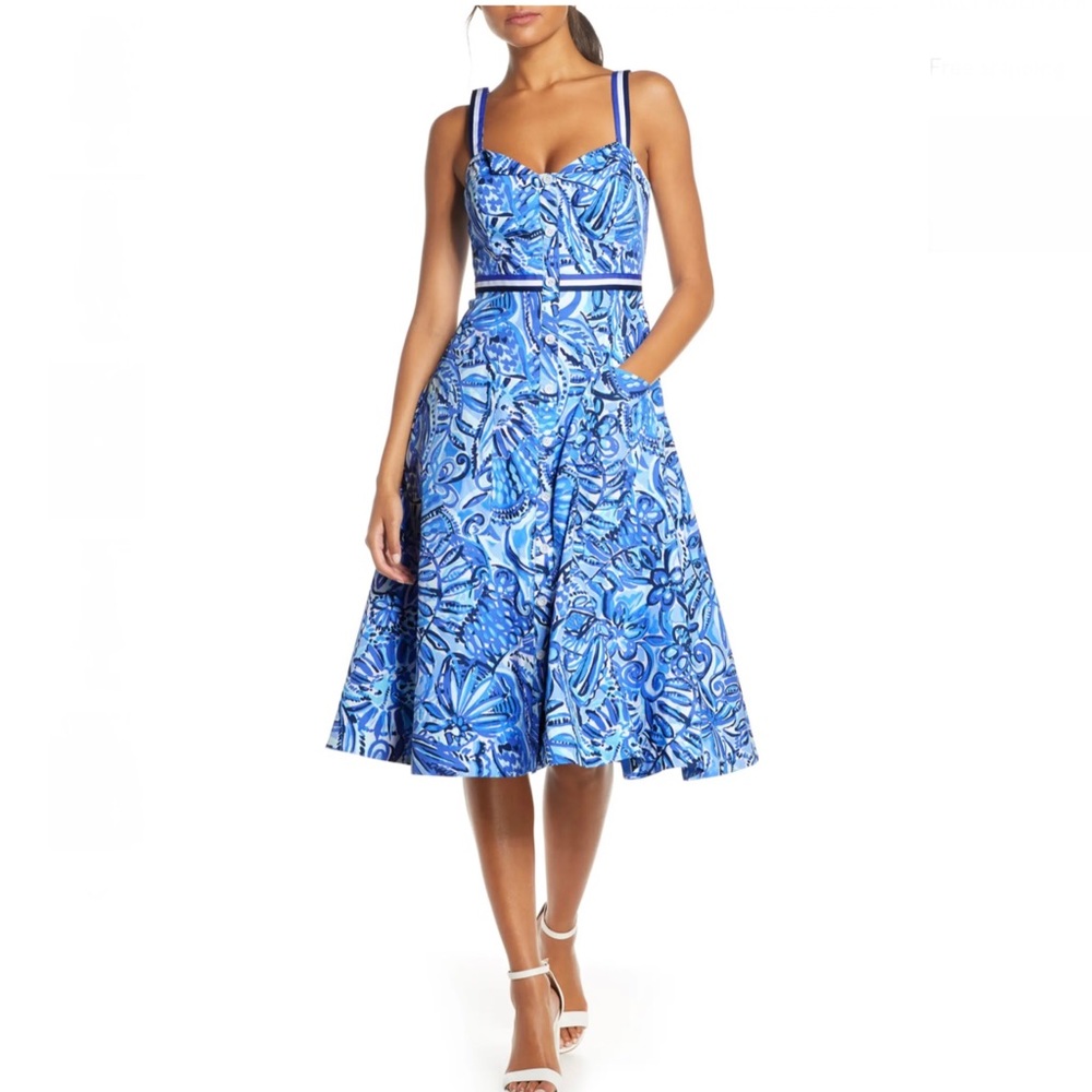 NEW Lilly Pulitzer Elle Midi Iris Zanzibar Zoo Dress - 8